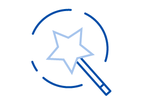 Blue wand representing frequently asked questions icon