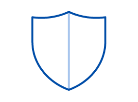Blue icon of a shield representing filing a warranty claim