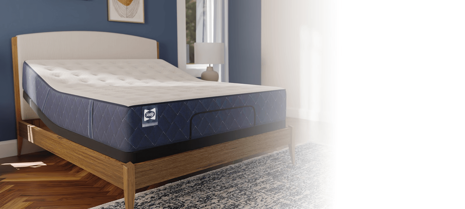 Neyland mattress on an Ease Power base in a styled room