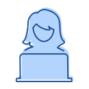 icon of a person with laptop in front of them