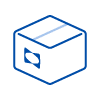 icon of a blue sealy shipment box representing to check order status